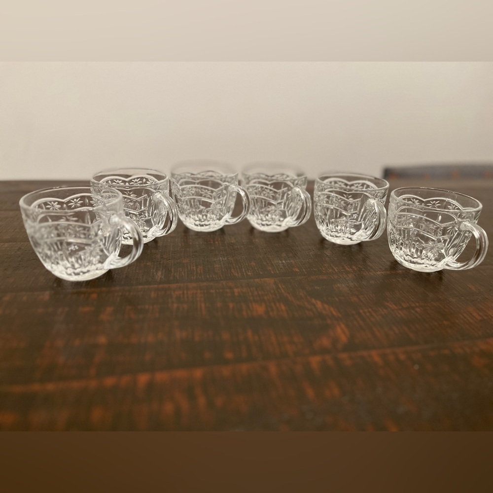 Monique Punch crystal cups Set Of 6 W/hooks made in France genuine lead crystal